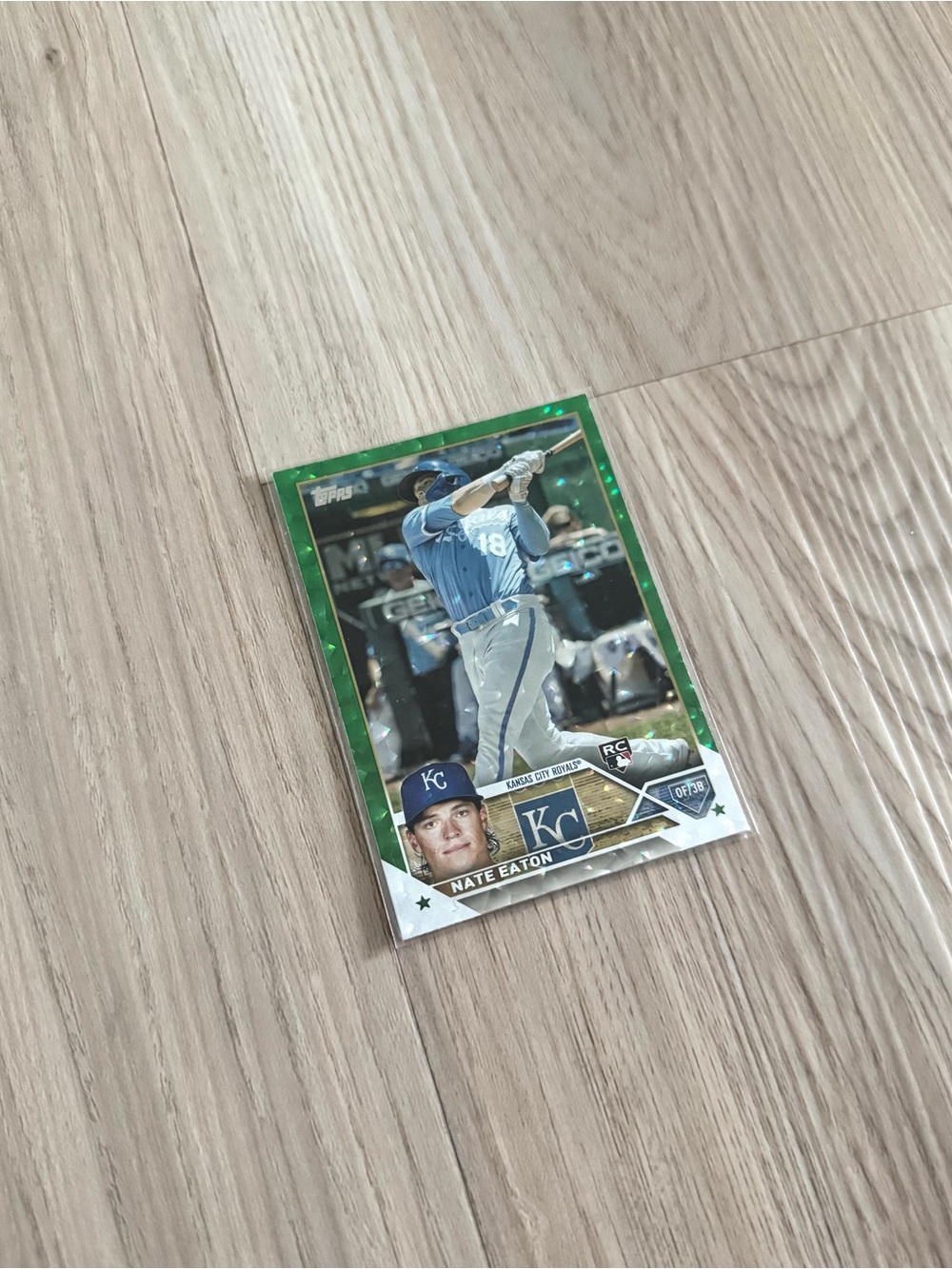 2023 Topps Chrome Nate Eaton RC Green Refractor Baseball Card